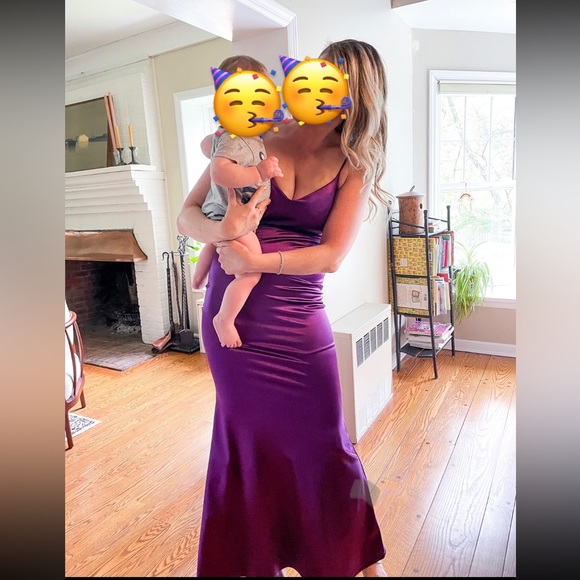 Windsor Dresses Royal Purple Satin Dress Formal Wedding Guest Dress